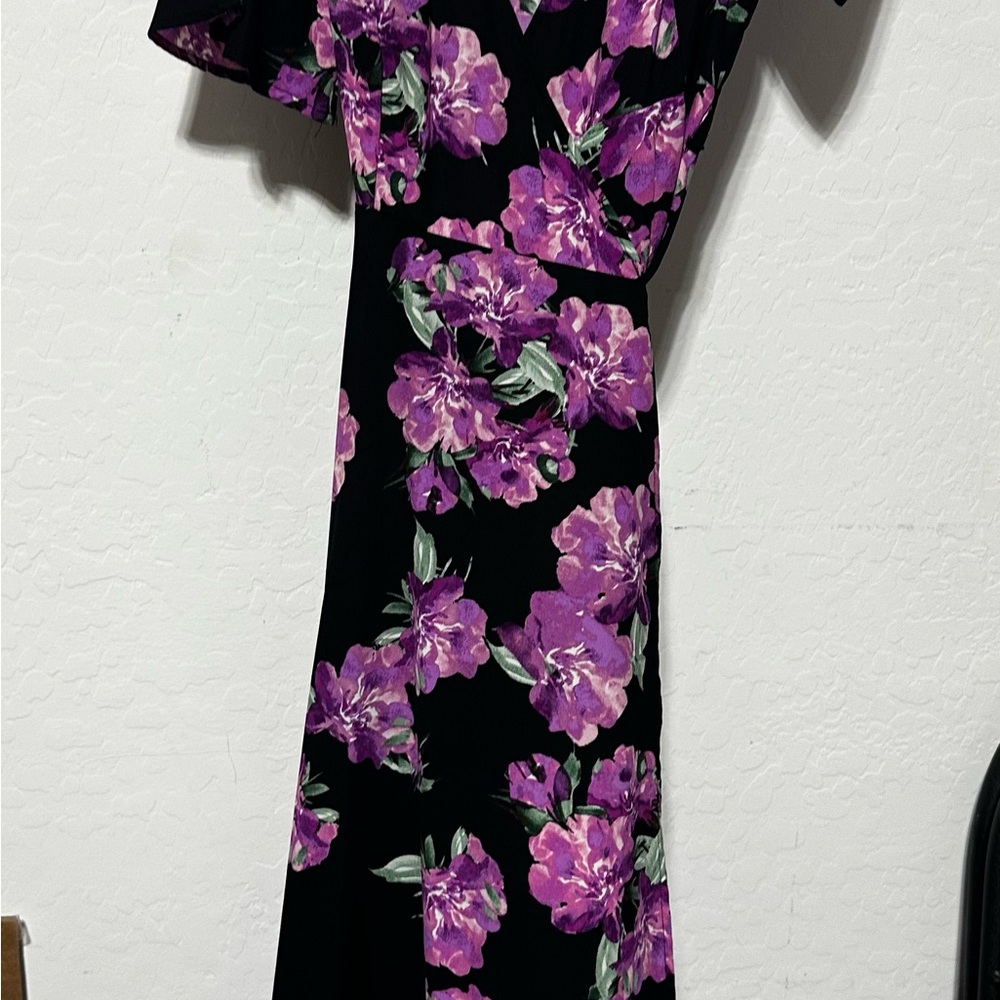 One ❤️ clothing Los Angeles  Black and Purple Floral wrap Dress